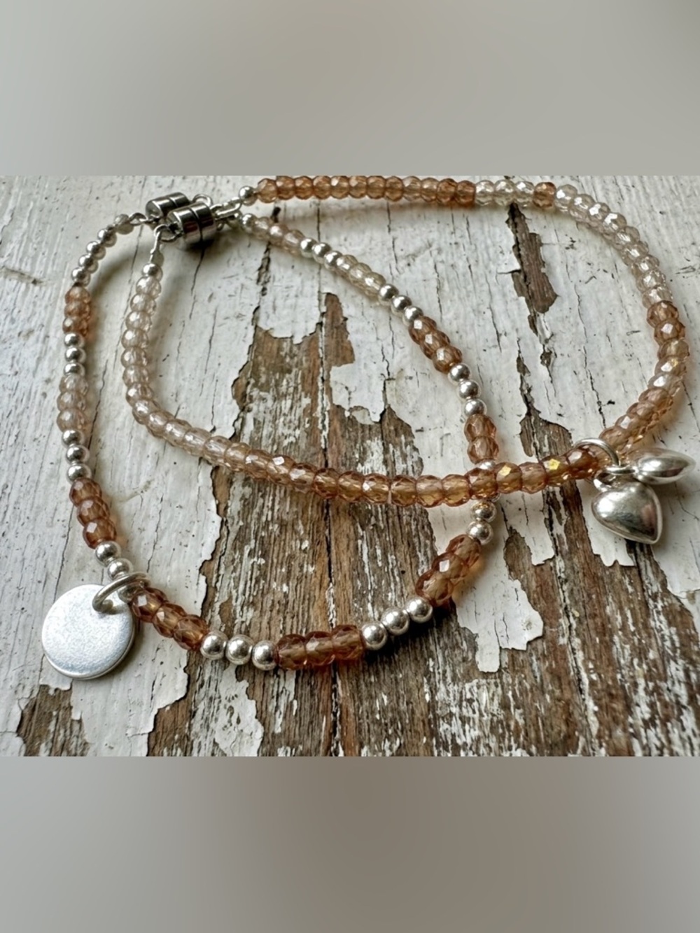 Set of 2 Sterling Silver & Brown Ombre Cubic Zirconia Beaded Bracelets